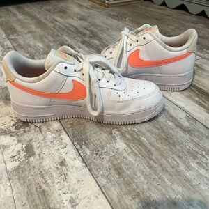 Nike White and Orange Sneakers Iconic Low-Top Design